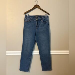Bandolino Mandie Straight Leg Jeans Size 14 Short Blue Mid-Rise Classic Denim